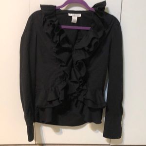 Zelda ruffle black blouse
